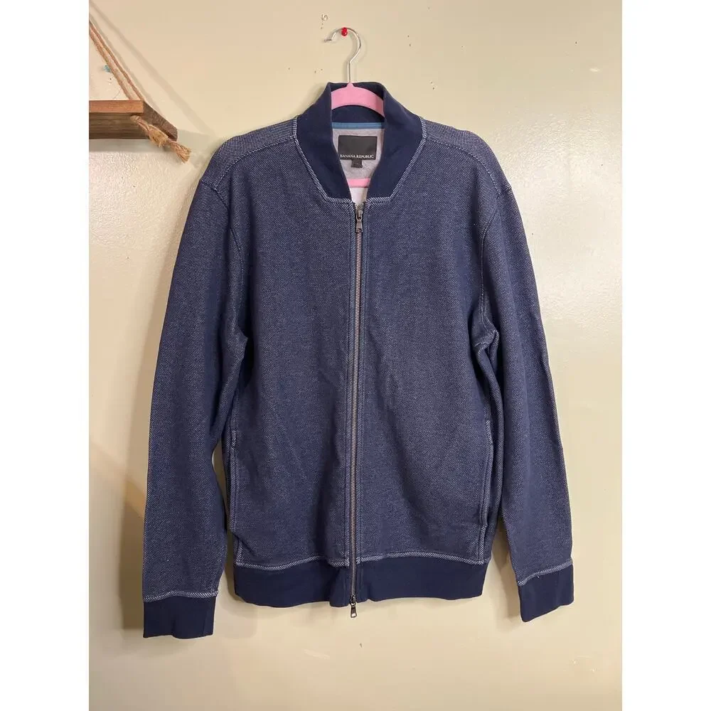 Banana Republic TEXTURED KNIT BOMBER Zip Up JACKET, pockets, size extra large